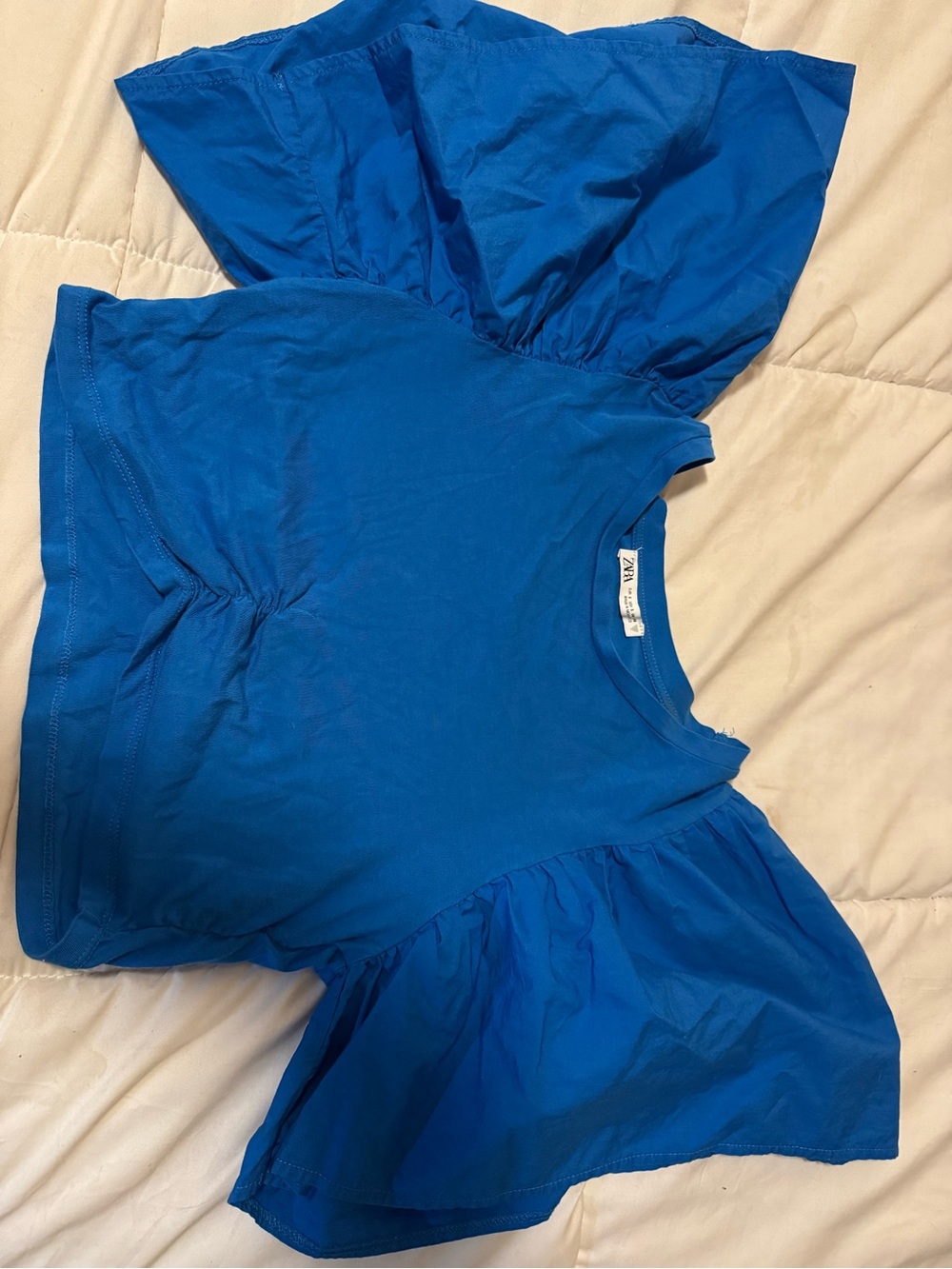 Zara Bright Blue Tee with Crew Neck